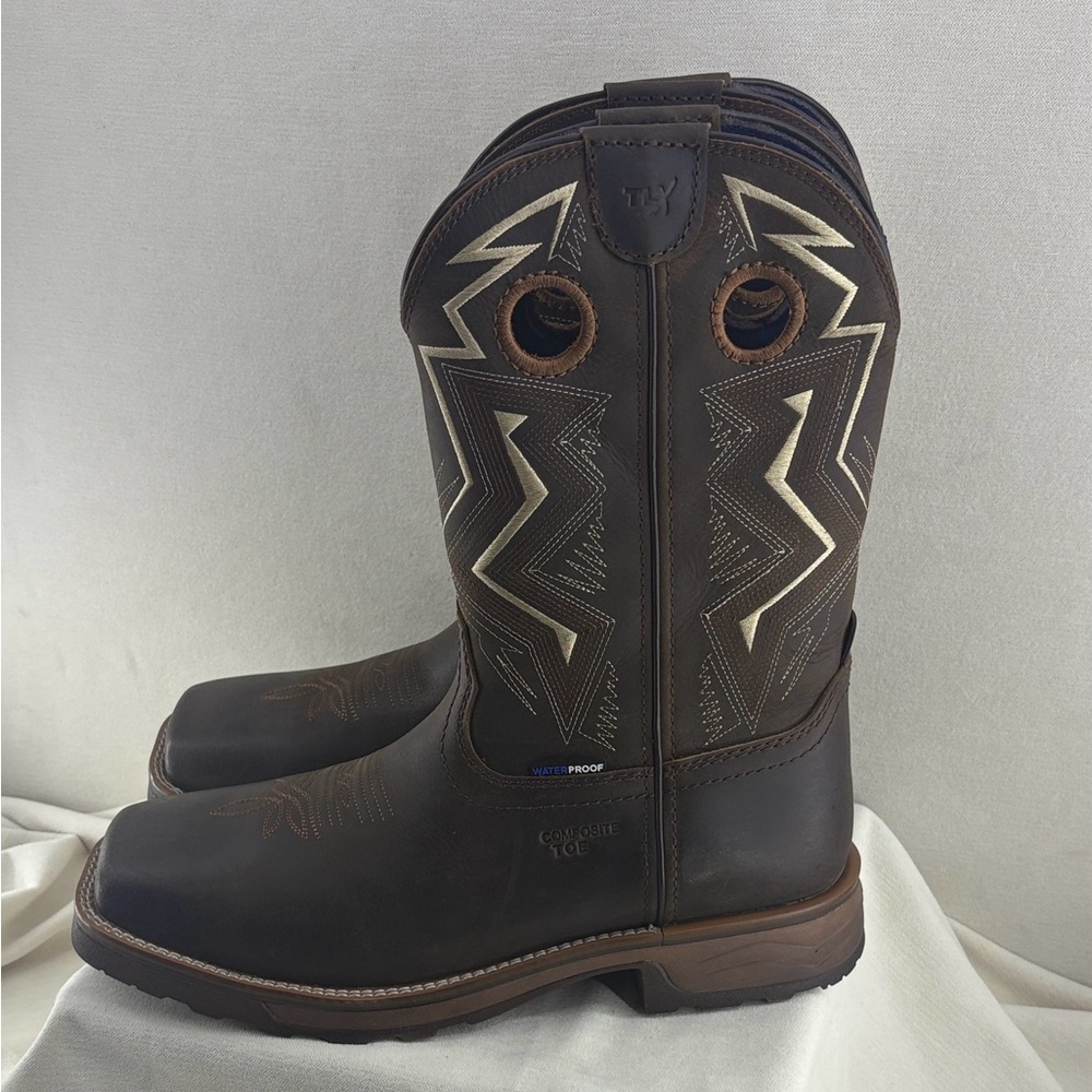 Tony Lama Brown Force Leather Western Work Boots size 9 EE New in box